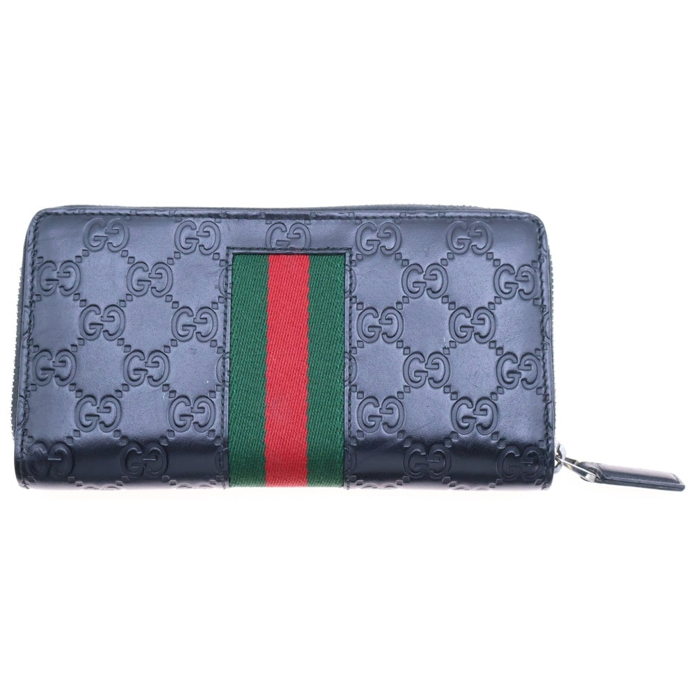 GUCCI(グッチ) シェリーライン グッチシマ ラウンドファスナー長財布 ブラック レザー 408831