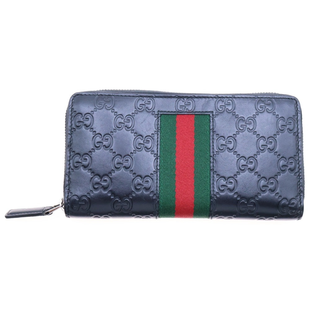 GUCCI(グッチ) シェリーライン グッチシマ ラウンドファスナー長財布 ブラック レザー 408831