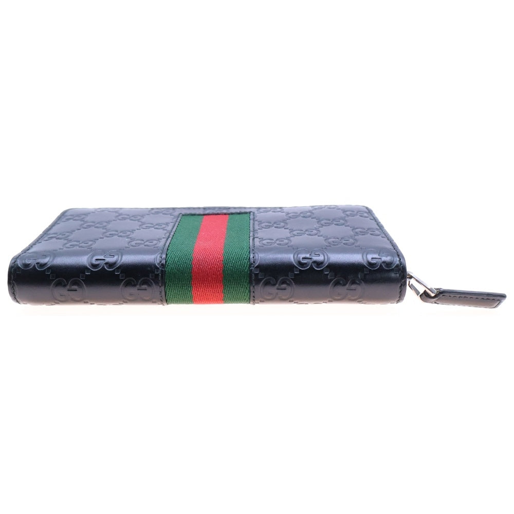 GUCCI(グッチ) シェリーライン グッチシマ ラウンドファスナー長財布 ブラック レザー 408831