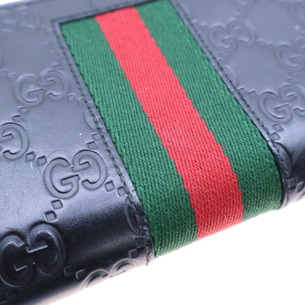 GUCCI(グッチ) シェリーライン グッチシマ ラウンドファスナー長財布 ブラック レザー 408831