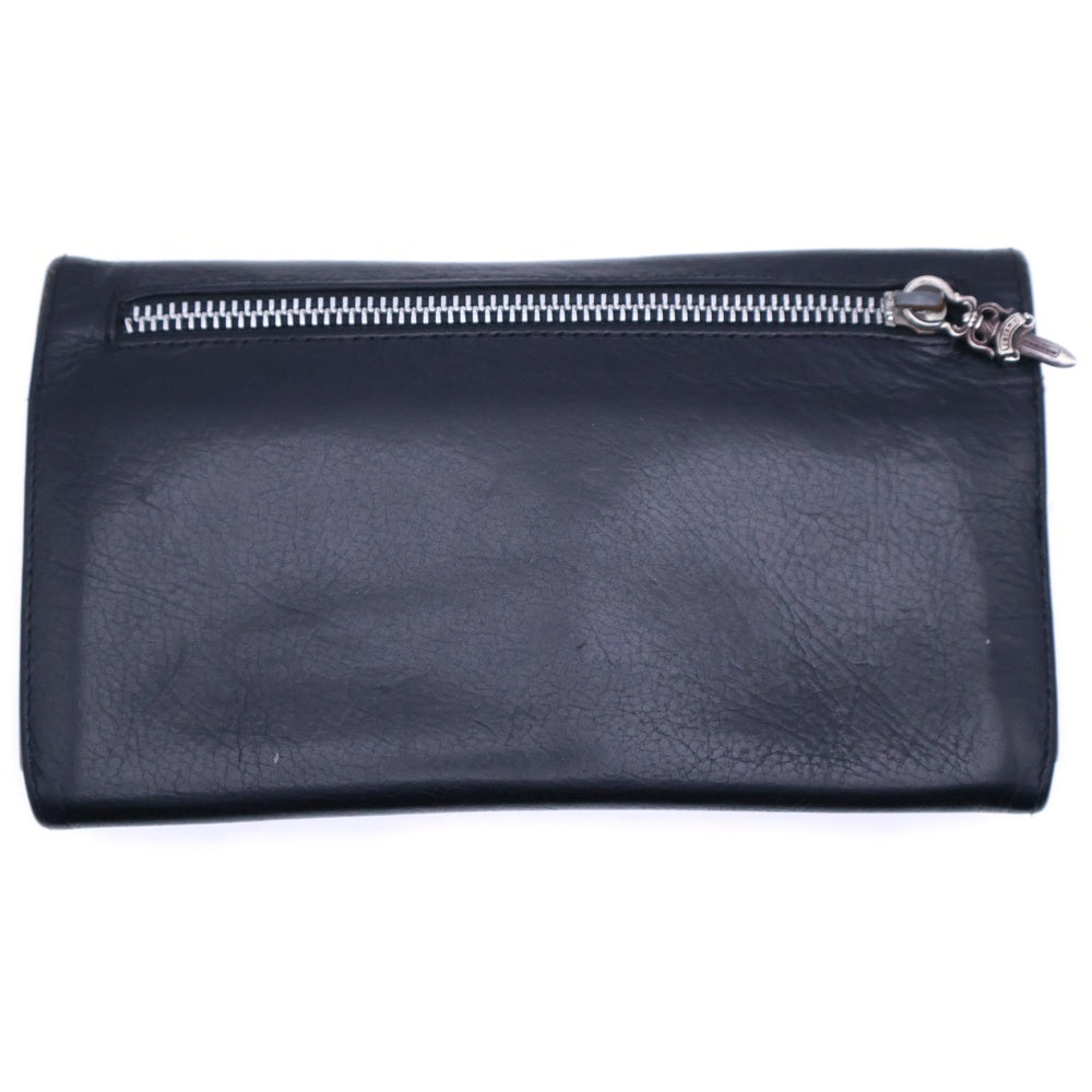 CHROME HEARTS(クロムハーツ) LONG WALLET グリーシー クロスボタンレザー ロングウォレット 長財布 ブラック