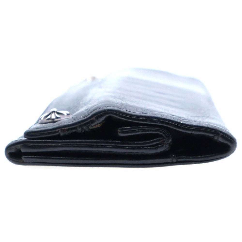 CHROME HEARTS(クロムハーツ) LONG WALLET グリーシー クロスボタンレザー ロングウォレット 長財布 ブラック