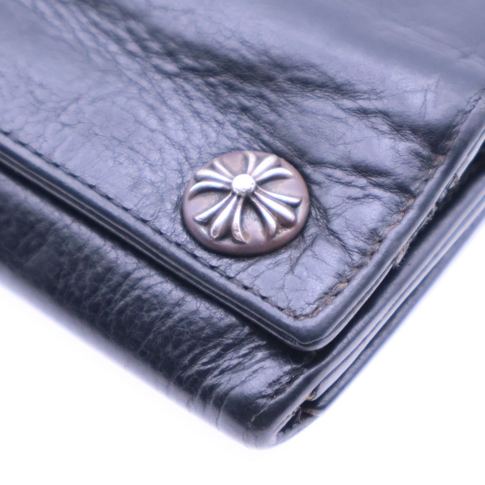CHROME HEARTS(クロムハーツ) LONG WALLET グリーシー クロスボタンレザー ロングウォレット 長財布 ブラック