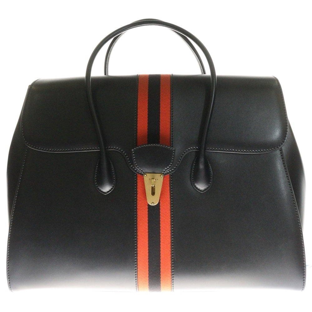 GUCCI(グッチ) シェリーライン ボストンバッグ ブラック レザー トートバッグ 574866