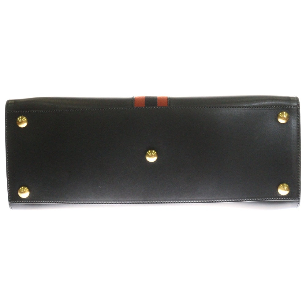 GUCCI(グッチ) シェリーライン ボストンバッグ ブラック レザー トートバッグ 574866
