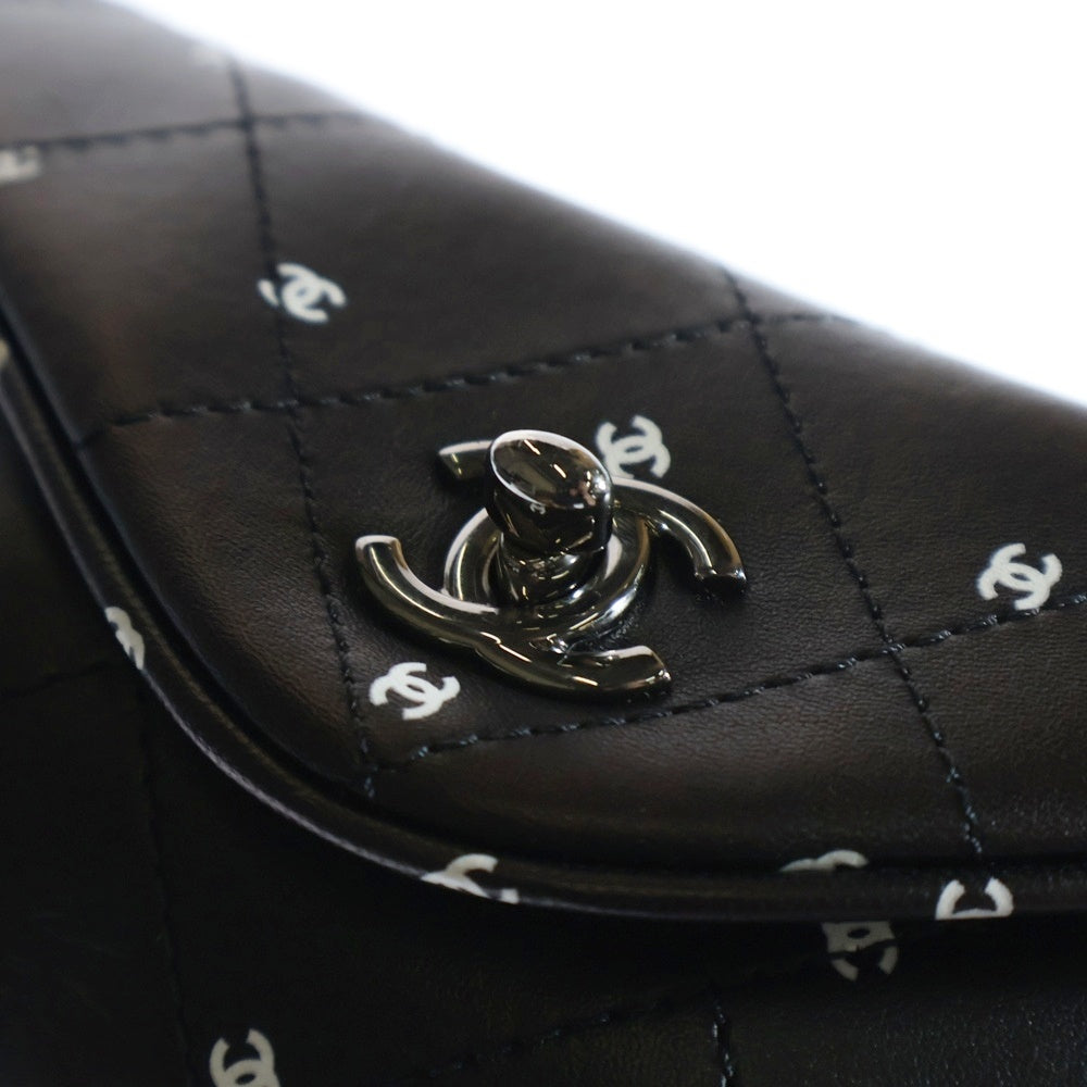 CHANEL(シャネル) マトラッセ ココマークプリント チェーンポシェット ブラック ラムスキン シルバー金具