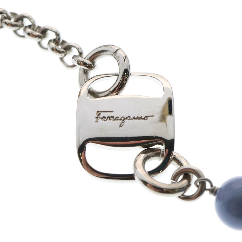 Salvatore Ferragamo(サルヴァトーレ フェラガモ) ロゴ ストーンチェーンネックレス ブルー×シルバー