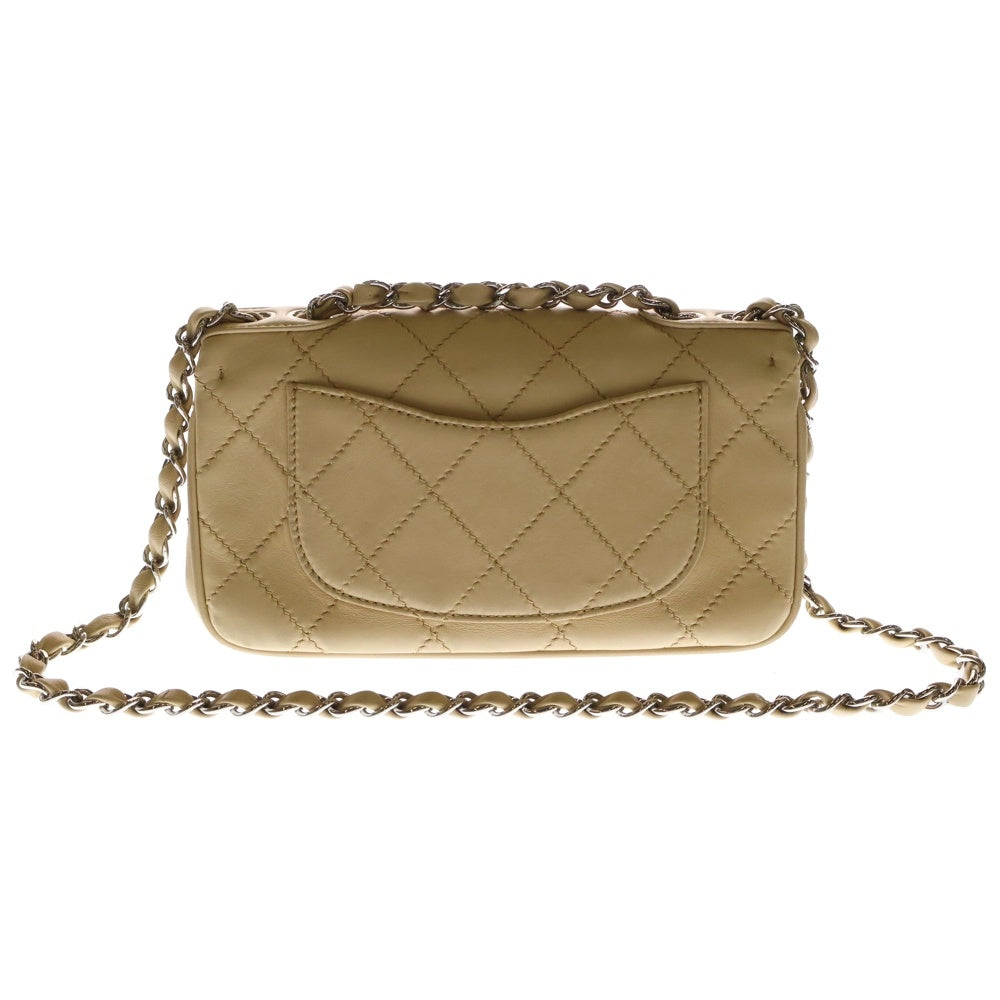 CHANEL(シャネル) マトラッセ ワイルドステッチ Sフラップ Wチェーンショルダーバッグ ベージュ ラムスキン SV金具