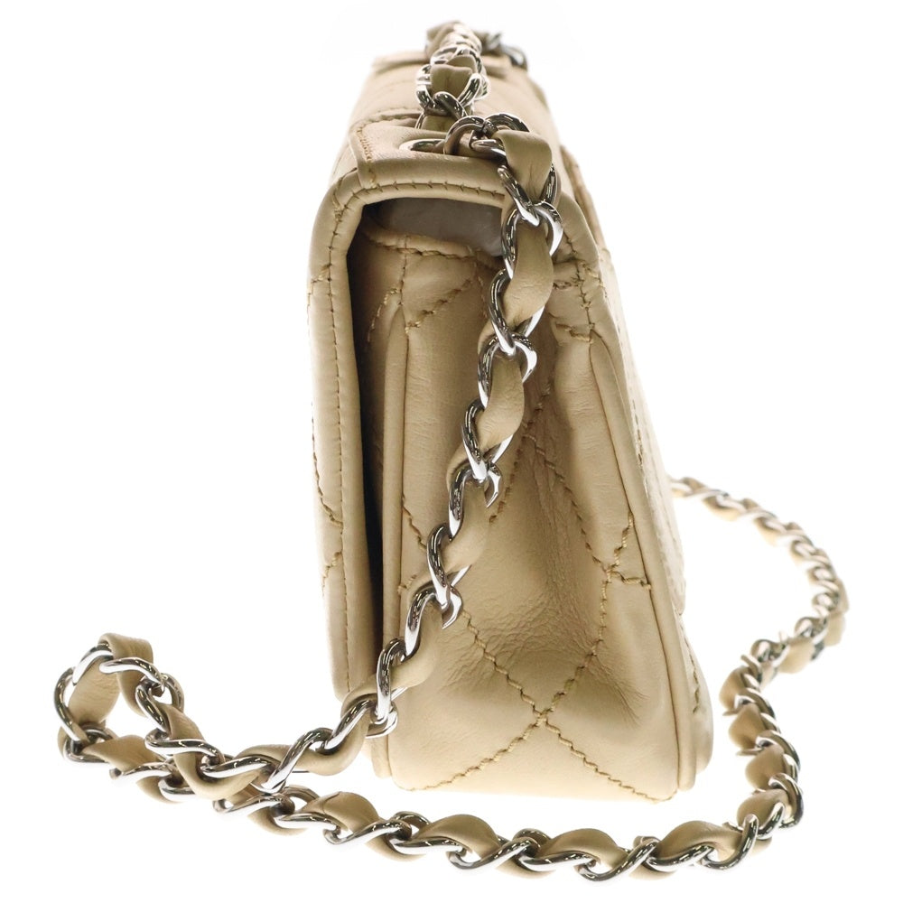CHANEL(シャネル) マトラッセ ワイルドステッチ Sフラップ Wチェーンショルダーバッグ ベージュ ラムスキン SV金具