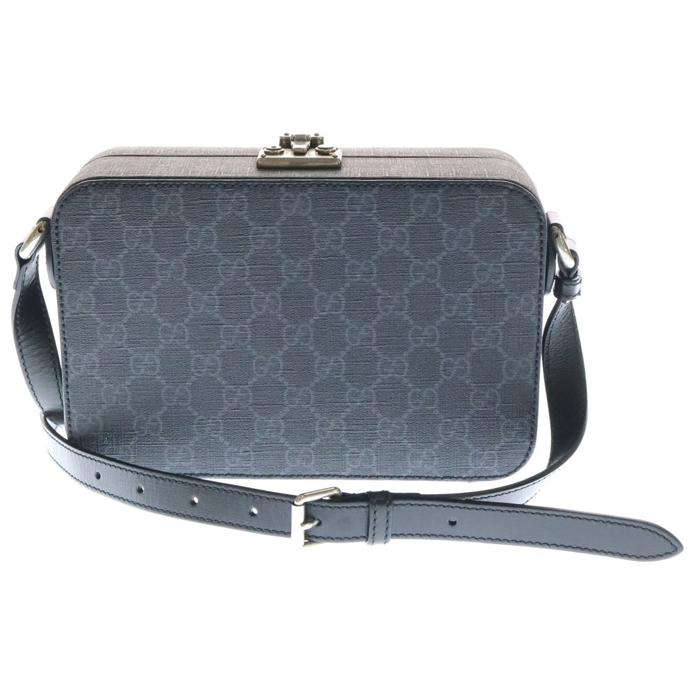 GUCCI(グッチ) GGマーモント ハードトランク ショルダーバッグ カメラバッグ 斜め掛けバッグ シルバー金具 ブラック レザー 724717