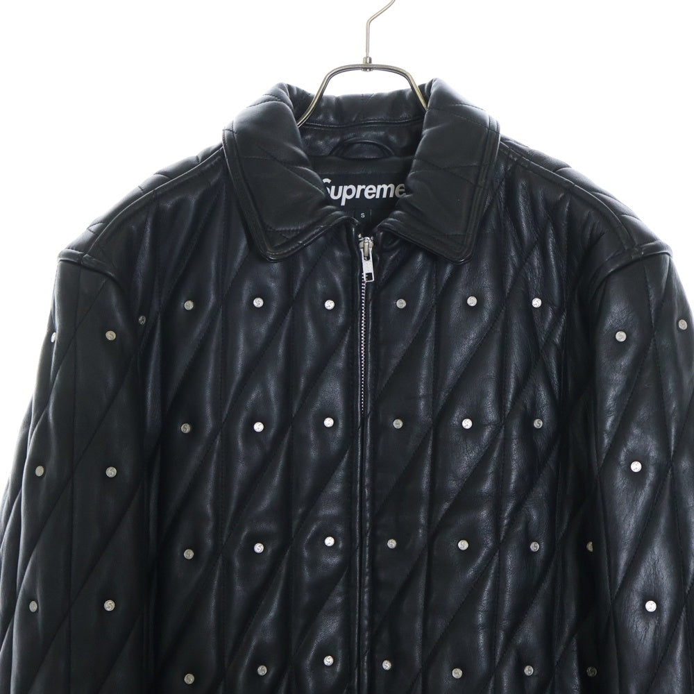 SUPREME(シュプリーム) 18AW Quilted Studded Leather Jacket キルト スタッズ 中綿レザージャケット ブラック