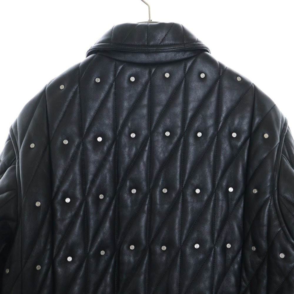 SUPREME(シュプリーム) 18AW Quilted Studded Leather Jacket キルト スタッズ 中綿レザージャケット ブラック