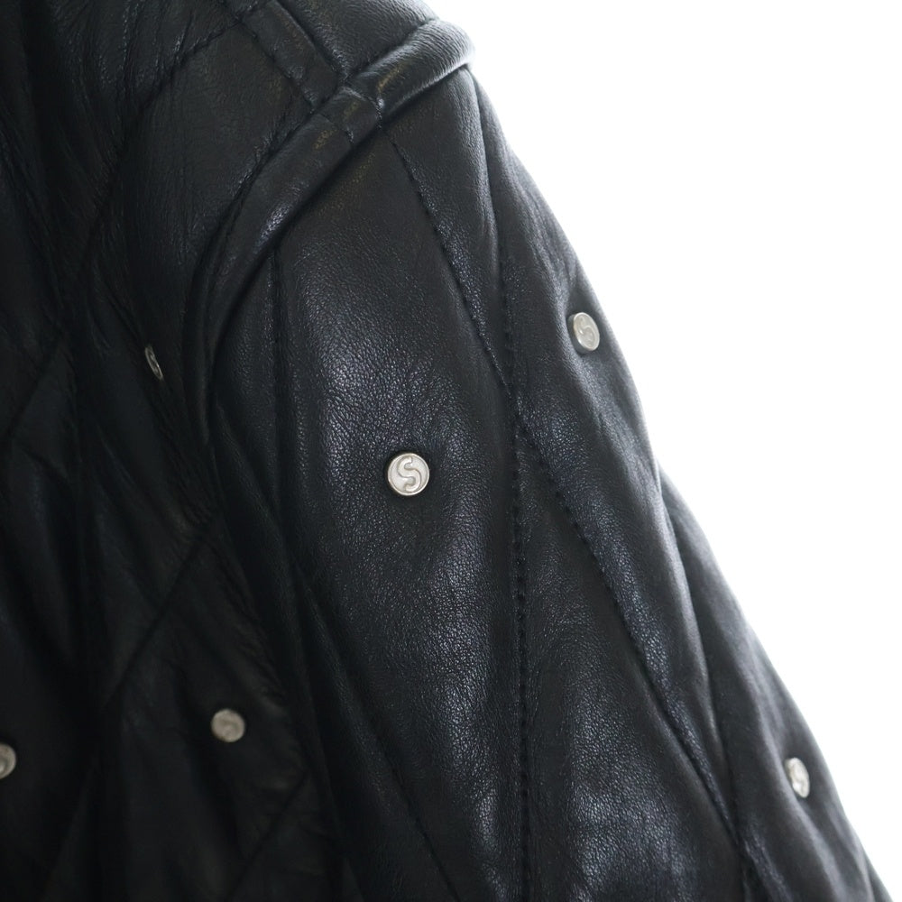 SUPREME(シュプリーム) 18AW Quilted Studded Leather Jacket キルト スタッズ 中綿レザージャケット ブラック