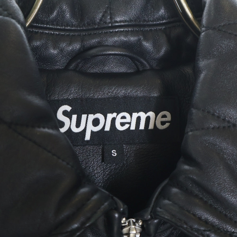SUPREME(シュプリーム) 18AW Quilted Studded Leather Jacket キルト スタッズ 中綿レザージャケット ブラック