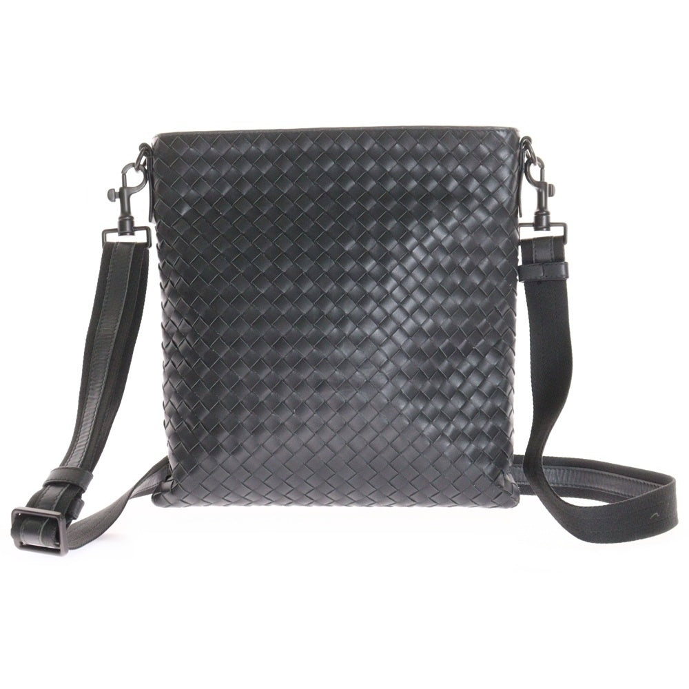 BOTTEGA VENETA(ボッテガヴェネタ) イントレチャート ショルダーバッグ メッセンジャーバッグ ブラック金具 グレー レザー 276356