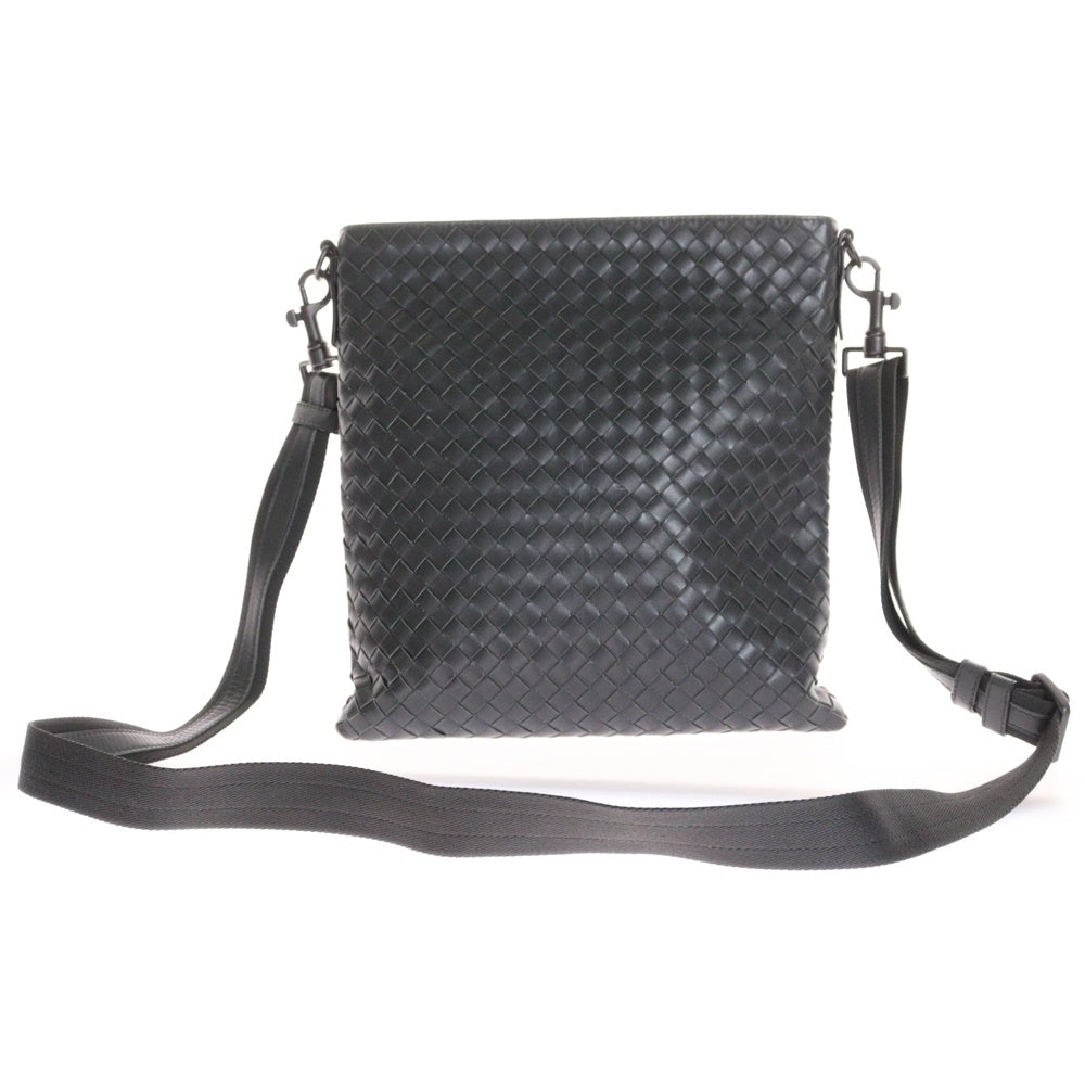 BOTTEGA VENETA(ボッテガヴェネタ) イントレチャート ショルダーバッグ メッセンジャーバッグ ブラック金具 グレー レザー 276356
