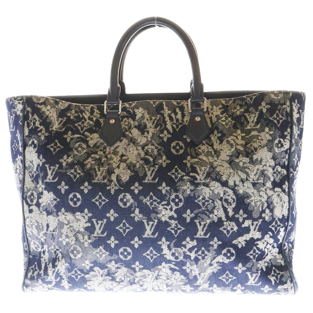 LOUIS VUITTON(ルイヴィトン) モノグラム タペストリー グラン・サック トートバッグ ハンドバッグ ネイビー デニム ブルー シルバー金具 M57284