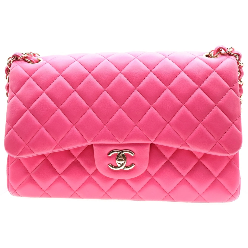 CHANEL(シャネル) マトラッセ30 ダブルフラップ ダブルチェーン ショルダーバッグ ピンク ラムスキン ゴールド金具 A58600