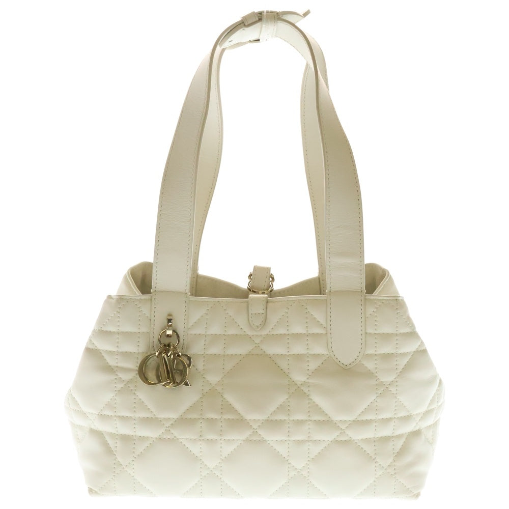 DIOR(ディオール) TOUJOURS トゥジュール スモール マクロカナージュ キルティング カーフスキン レザー ハンドバッグ ゴールド金具 ホワイト M2822OSHJ