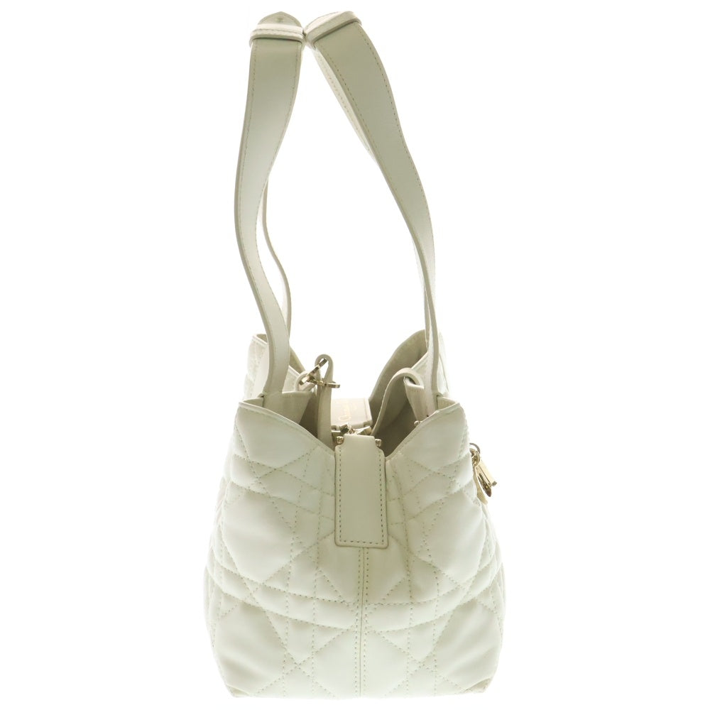 DIOR(ディオール) TOUJOURS トゥジュール スモール マクロカナージュ キルティング カーフスキン レザー ハンドバッグ ゴールド金具 ホワイト M2822OSHJ