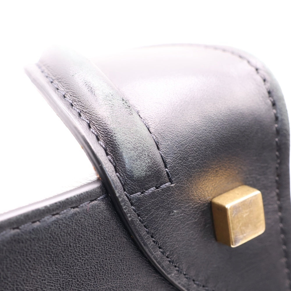 CELINE(セリーヌ) ラゲージ ショルダーバッグ トリコロール ハンドバッグ トートバッグ ブラック×ホワイト×カーキ ゴールド金具 レザー