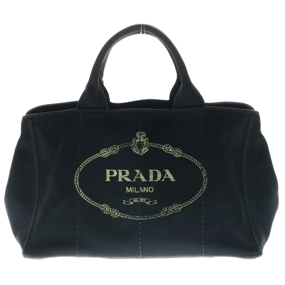 PRADA(プラダ) カナパ 2wayバック ハンドバック ショルダーバック トートバッグ ゴールド金具 キャンバス ブラック 1BG642