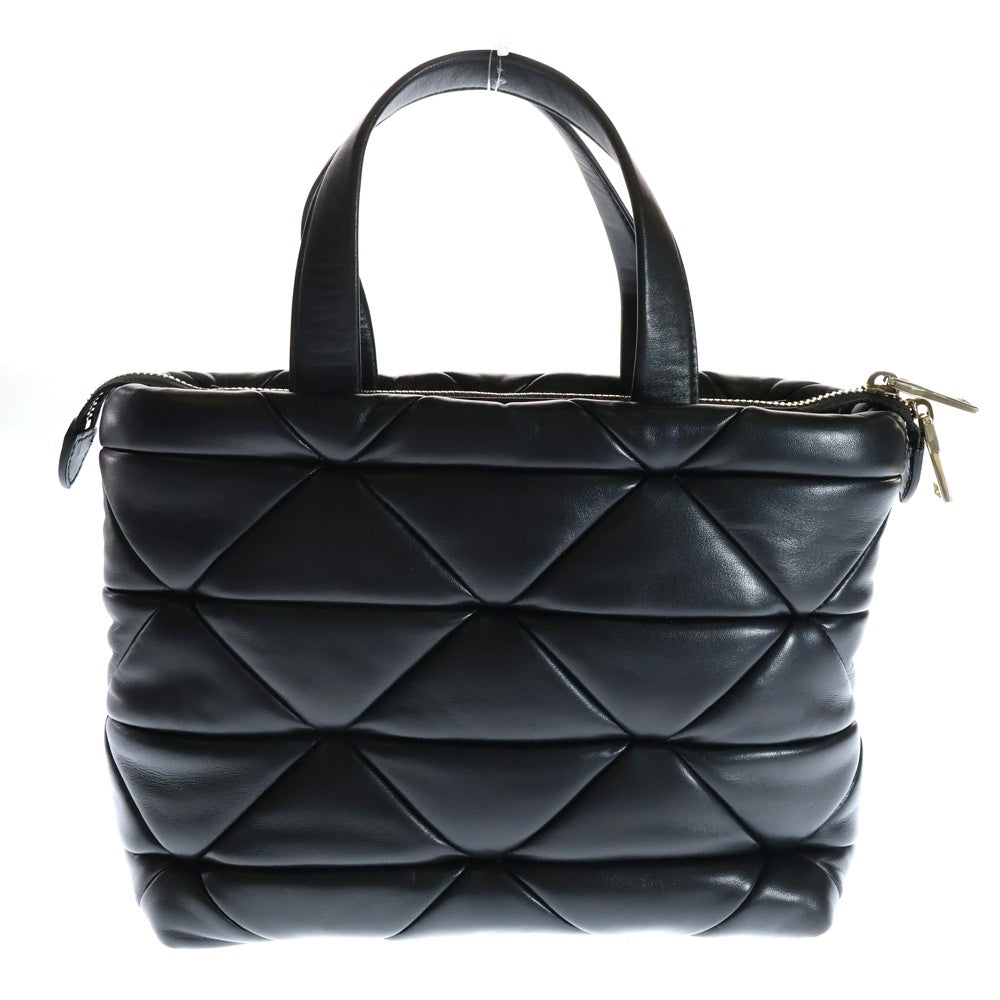 PRADA(プラダ) トライアングルロゴ ソフトパテッド キルティング 2WAY レザーハンドバッグ ショルダーバッグ ブラック レディース 1BG380