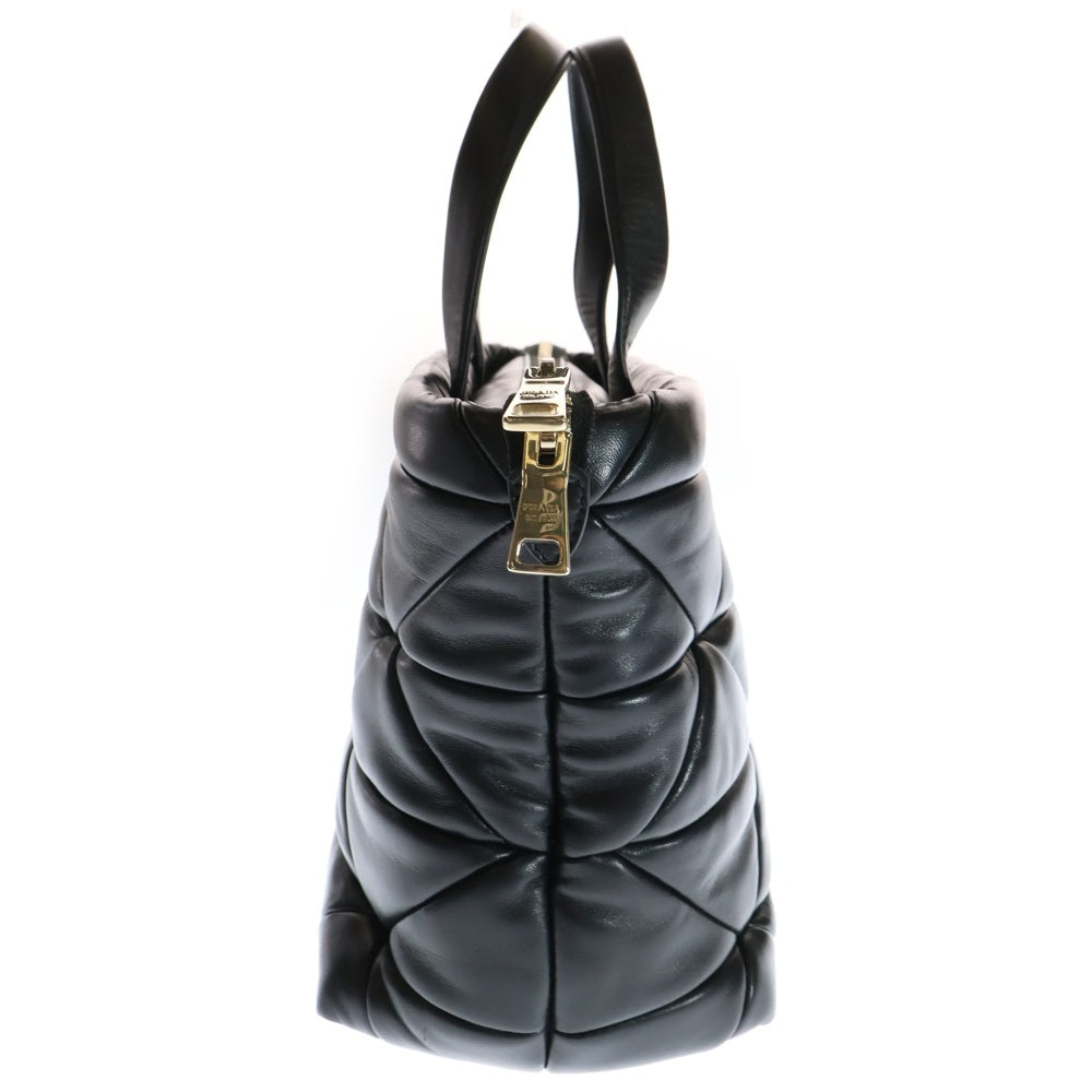PRADA(プラダ) トライアングルロゴ ソフトパテッド キルティング 2WAY レザーハンドバッグ ショルダーバッグ ブラック レディース 1BG380