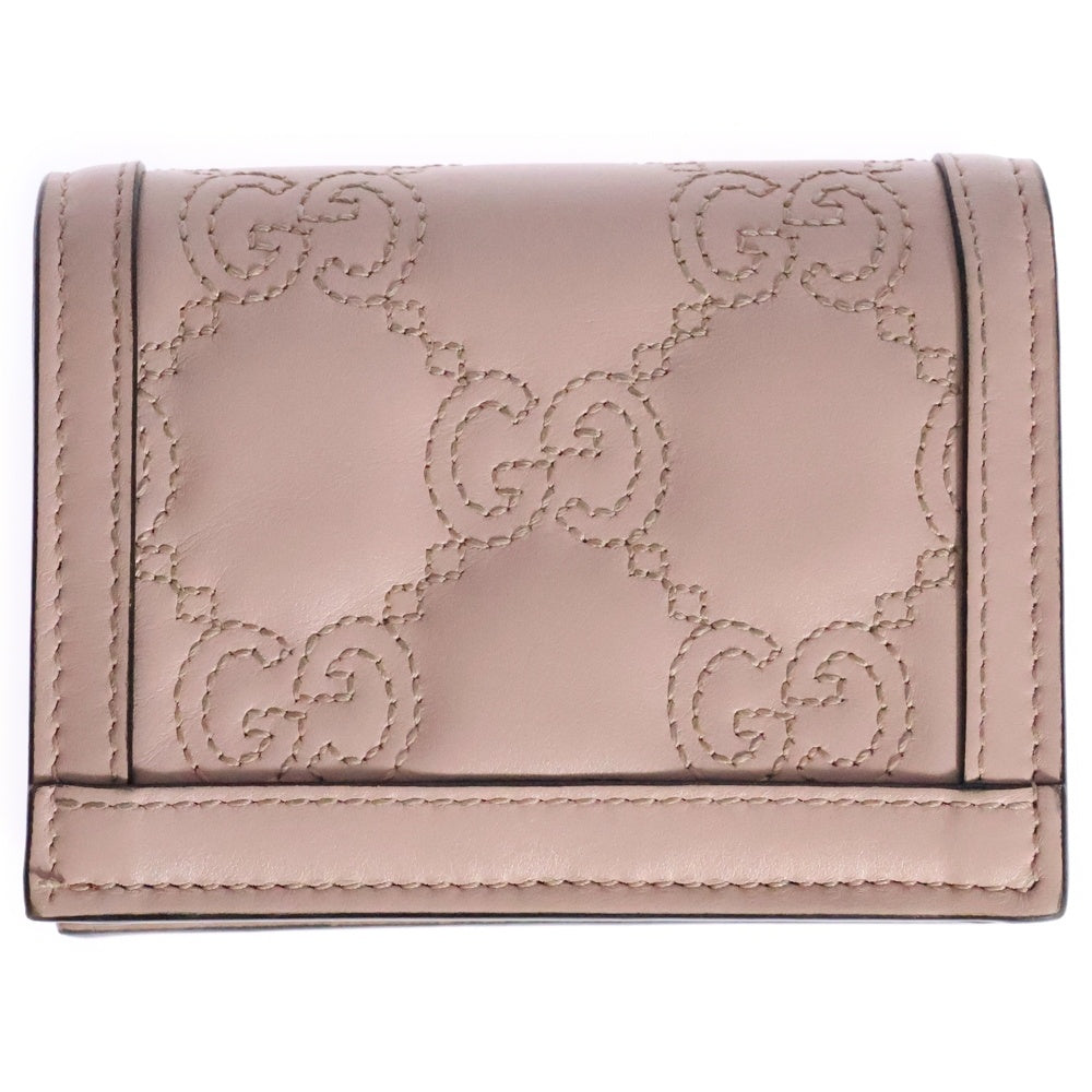GUCCI(グッチ) GGマトラッセ 二つ折り財布 コンパクトウォレット コインケース ゴールド金具 レザー ピンク 723786