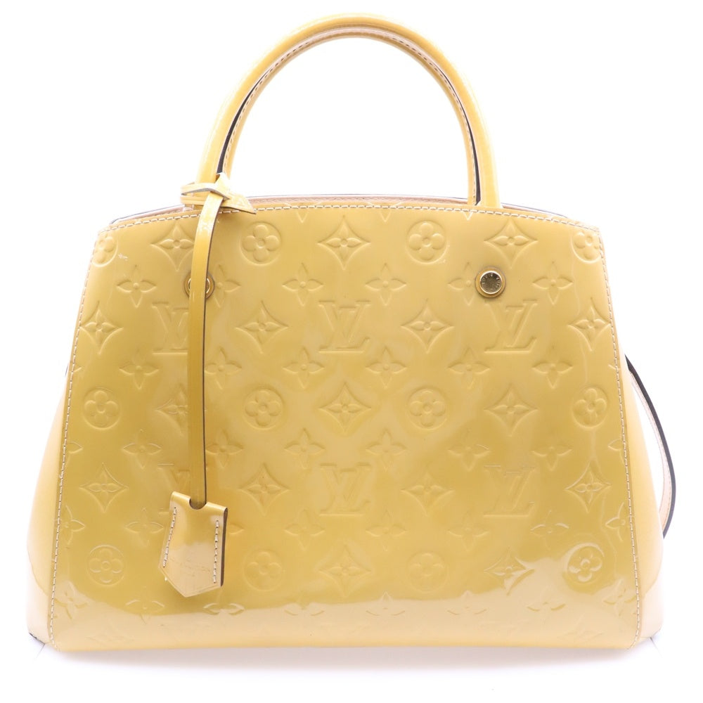 LOUIS VUITTON(ルイヴィトン) モンテーニュMM モノグラム ヴェルニ パテントレザー 2WAYハンド ショルダーバッグ ゴールド金具 イエロー M50169