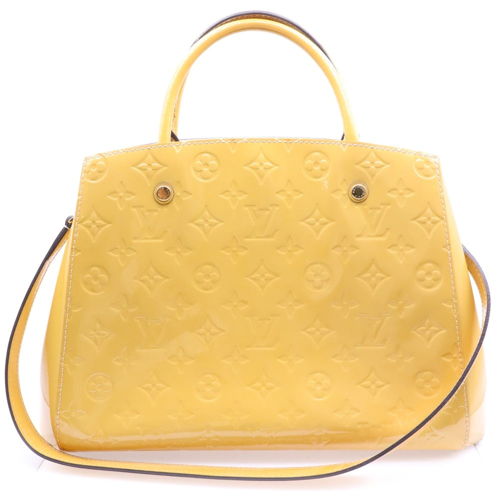 LOUIS VUITTON(ルイヴィトン) モンテーニュMM モノグラム ヴェルニ パテントレザー 2WAYハンド ショルダーバッグ ゴールド金具 イエロー M50169