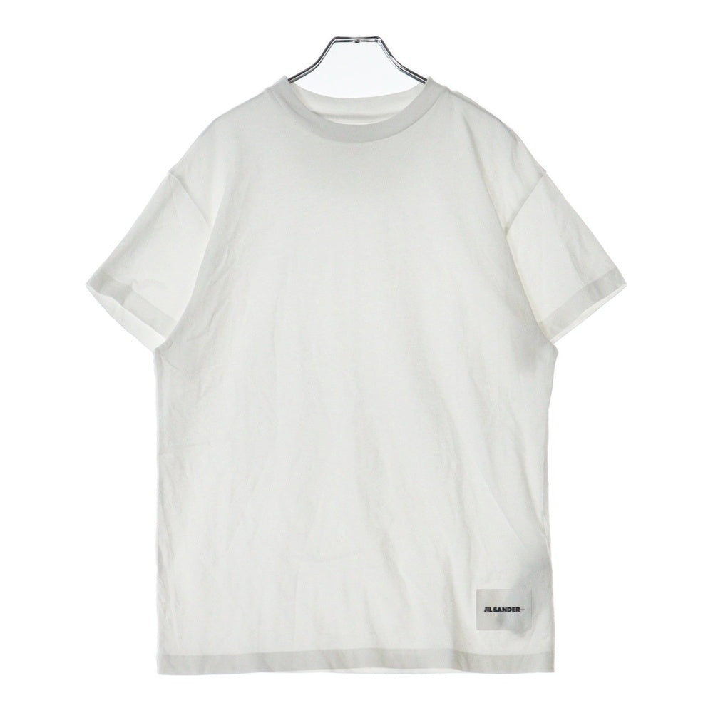 JIL SANDER(ジルサンダー) 25SS 裾ロゴパッチ ワッペン クルーネック 半袖Tシャツ カットソー ホワイト J47GC0001 J45048