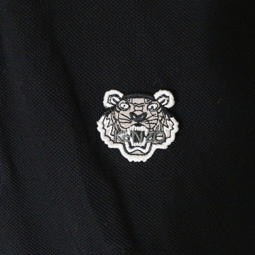 KENZO(ケンゾー) ワンポイント タイガー ワッペンロゴ コットン 半袖ポロシャツ ブラック