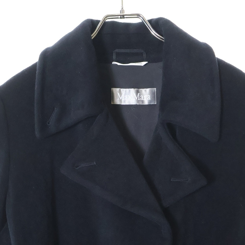 Max Mara(マックスマーラ) アンゴラ混 ウール アイコン ロング ガウン 1B コート ブラック レディース