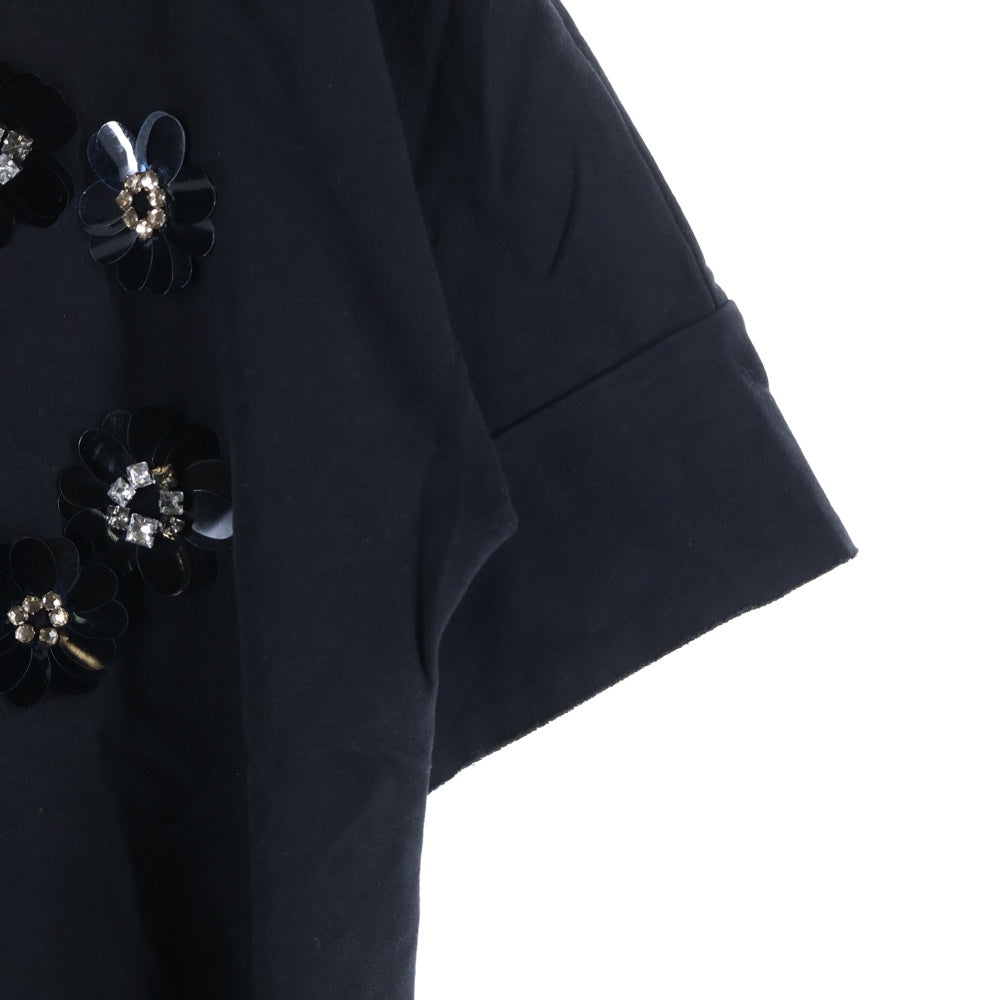 Max Mara(マックスマーラ) フラワー ビジュー装飾 半袖Tシャツ カットソー ブラック レディース