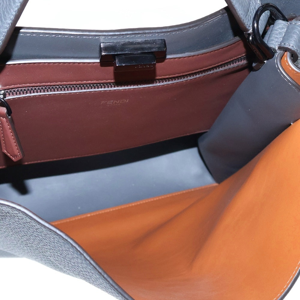 FENDI(フェンディ) Peekaboo ISeeU Leather Tote Bag ピーカーブ アイシーユー レザーハンド トートバッグ ブラック金具 グレー 7VA528