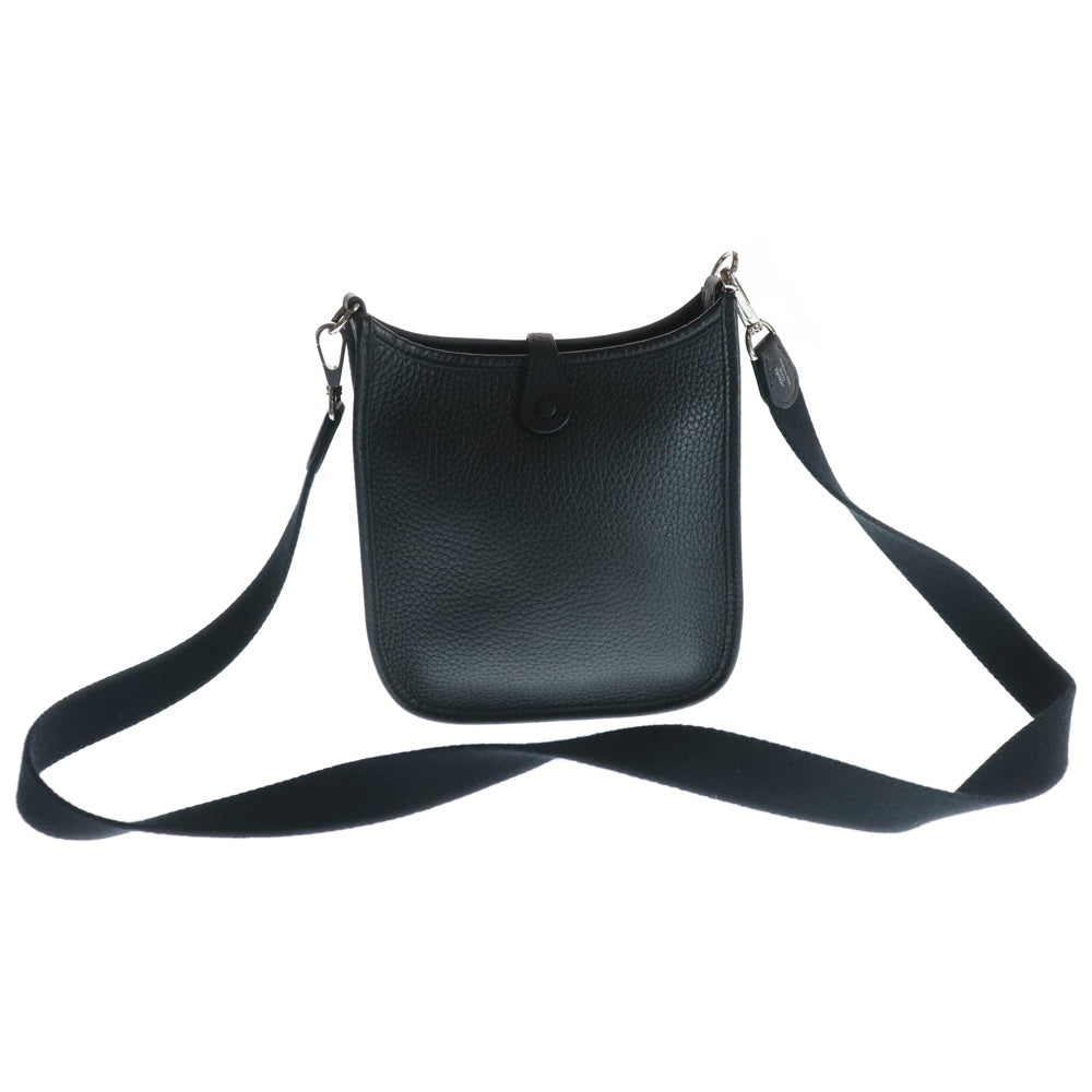 HERMES(エルメス) エブリンTPM トリヨンクレマンス Hロゴ パンチングレザー ショルダーバッグ シルバー金具 ブラック Z刻印