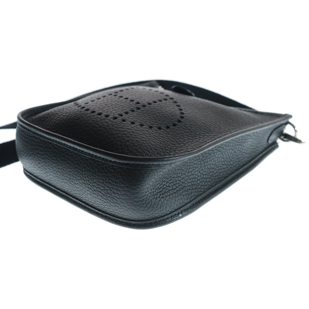 HERMES(エルメス) エブリンTPM トリヨンクレマンス Hロゴ パンチングレザー ショルダーバッグ シルバー金具 ブラック Z刻印