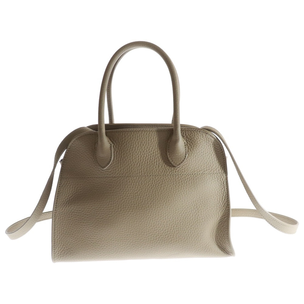THE ROW(ザロウ) Soft Margaux 10 ソフトマルゴー10 レザー 2WAY ハンド ショルダーバッグ シルバー金具 ベージュ W1190L133