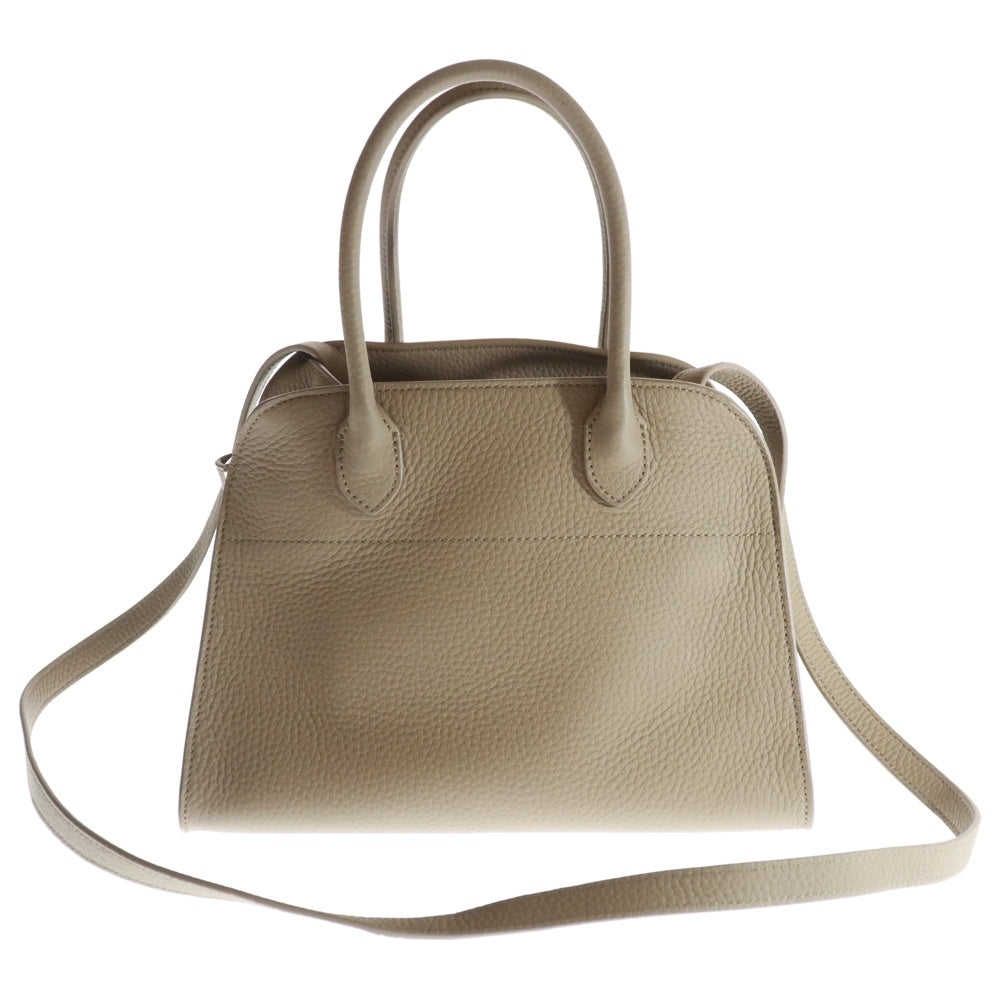 THE ROW(ザロウ) Soft Margaux 10 ソフトマルゴー10 レザー 2WAY ハンド ショルダーバッグ シルバー金具 ベージュ W1190L133