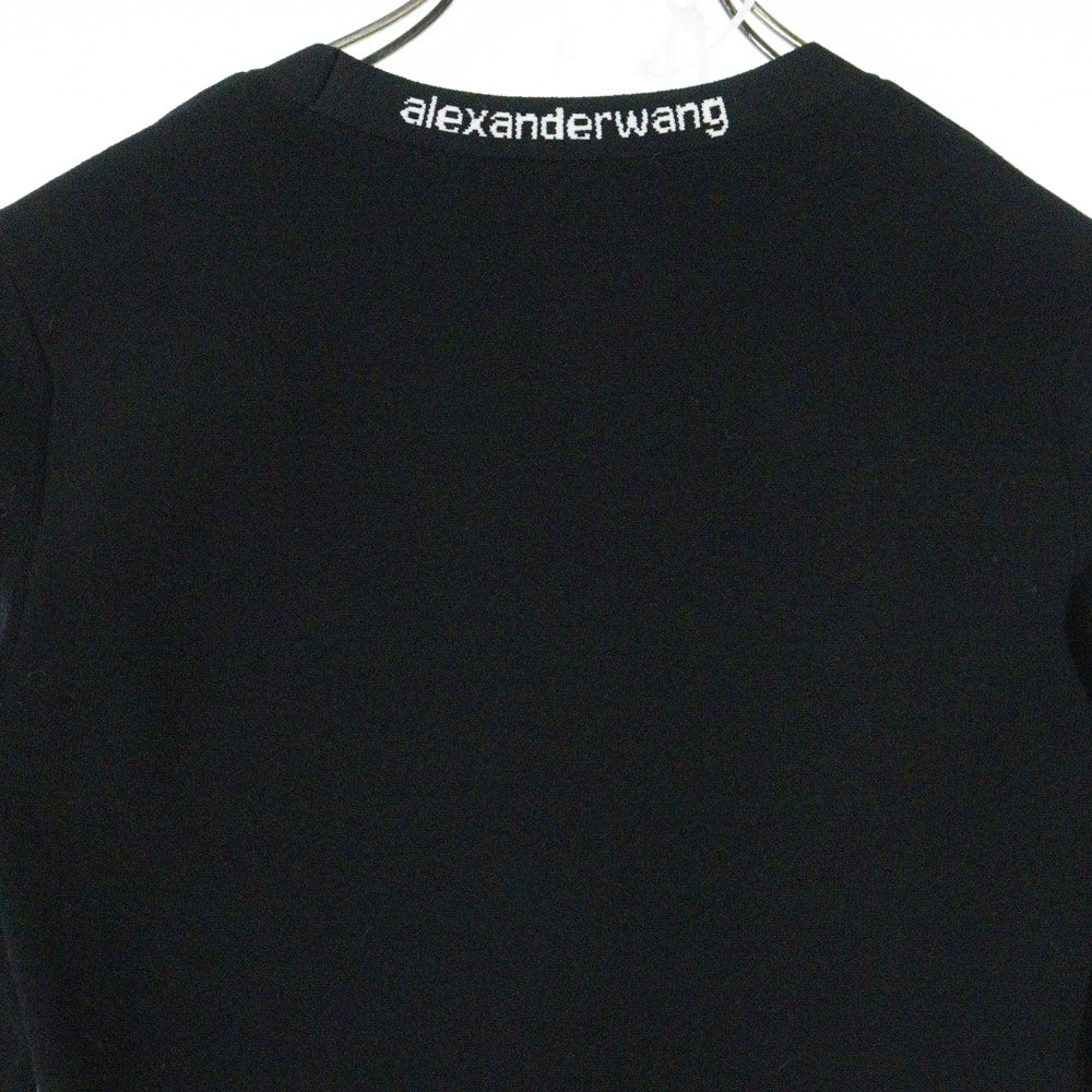 T by ALEXANDER WANG(ティーバイアレキサンダーワン) Bodycon Long Sleeve Scoop Neck Dress ボディコン ロングスリーブ スクープネック ロゴ ミニドレス ワンピース ブラック レディース 4KC4216032