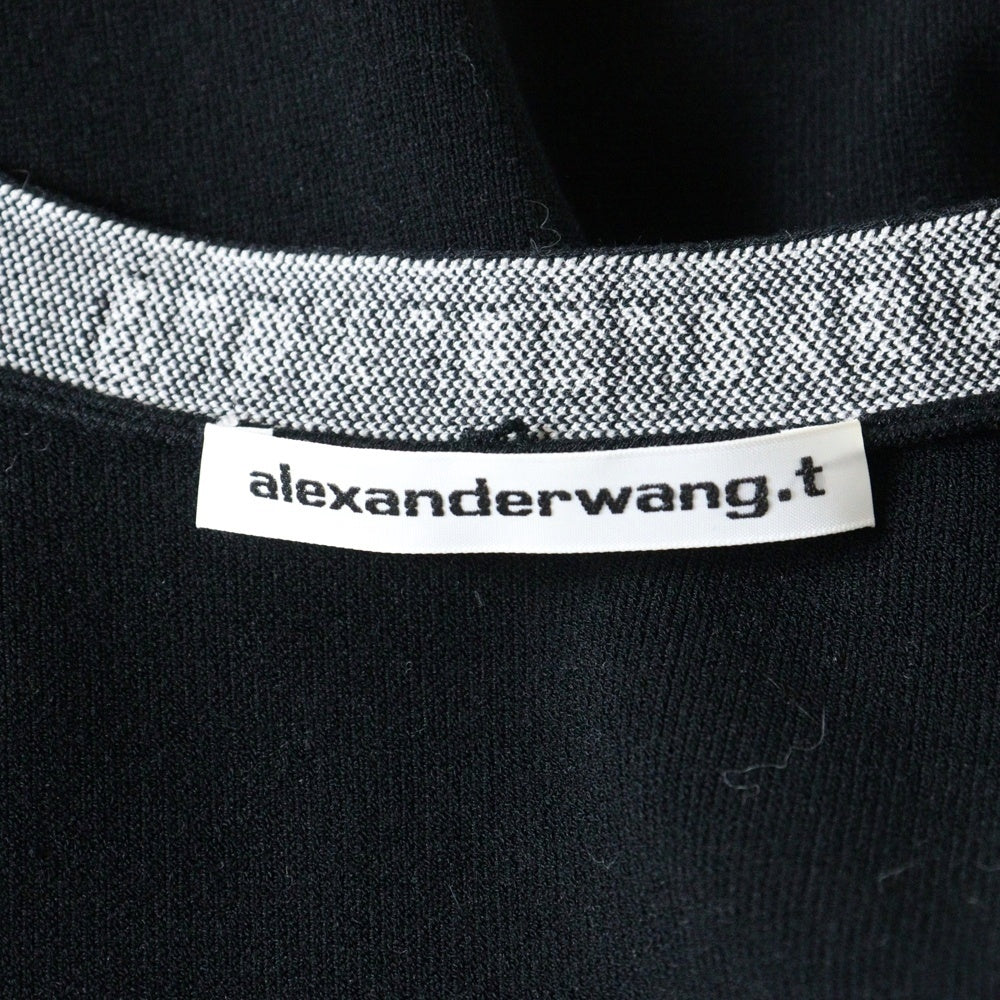 T by ALEXANDER WANG(ティーバイアレキサンダーワン) Bodycon Long Sleeve Scoop Neck Dress ボディコン ロングスリーブ スクープネック ロゴ ミニドレス ワンピース ブラック レディース 4KC4216032