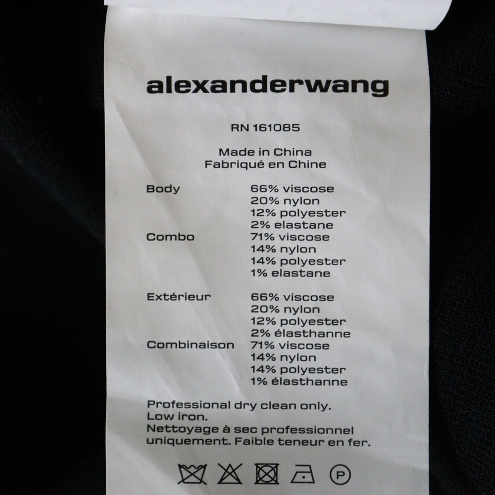 T by ALEXANDER WANG(ティーバイアレキサンダーワン) Bodycon Long Sleeve Scoop Neck Dress ボディコン ロングスリーブ スクープネック ロゴ ミニドレス ワンピース ブラック レディース 4KC4216032