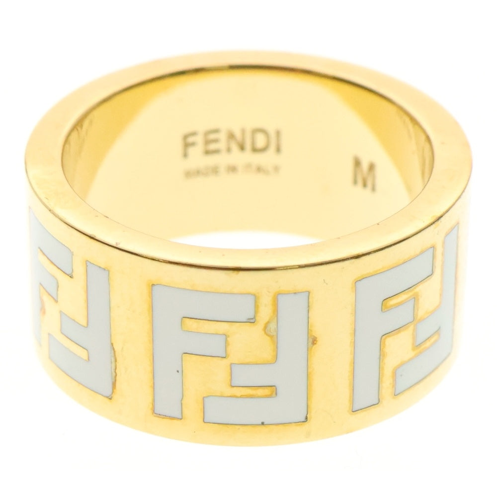 FENDI(フェンディ) ズッカ柄 リング 指輪 ゴールド×ホワイト GP サイズM