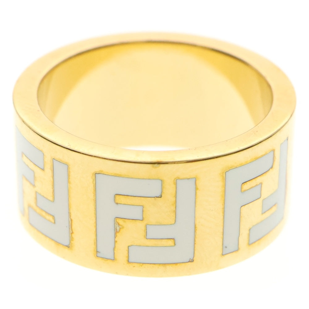 FENDI(フェンディ) ズッカ柄 リング 指輪 ゴールド×ホワイト GP サイズM