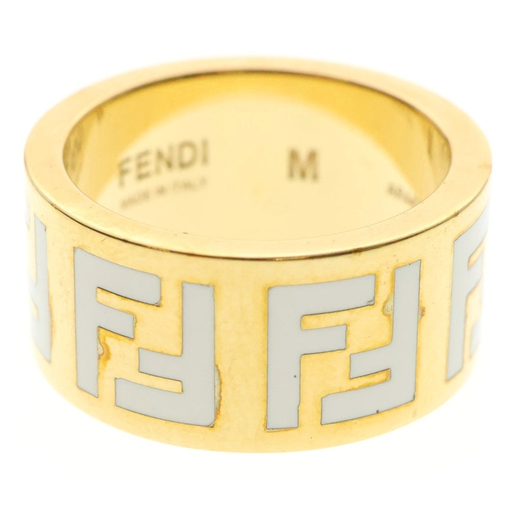 FENDI(フェンディ) ズッカ柄 リング 指輪 ゴールド×ホワイト GP サイズM