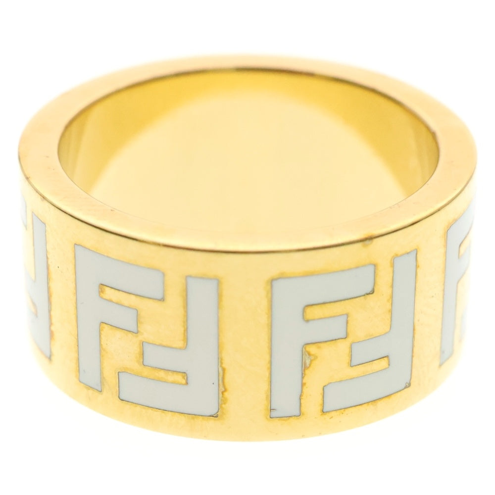 FENDI(フェンディ) ズッカ柄 リング 指輪 ゴールド×ホワイト GP サイズM