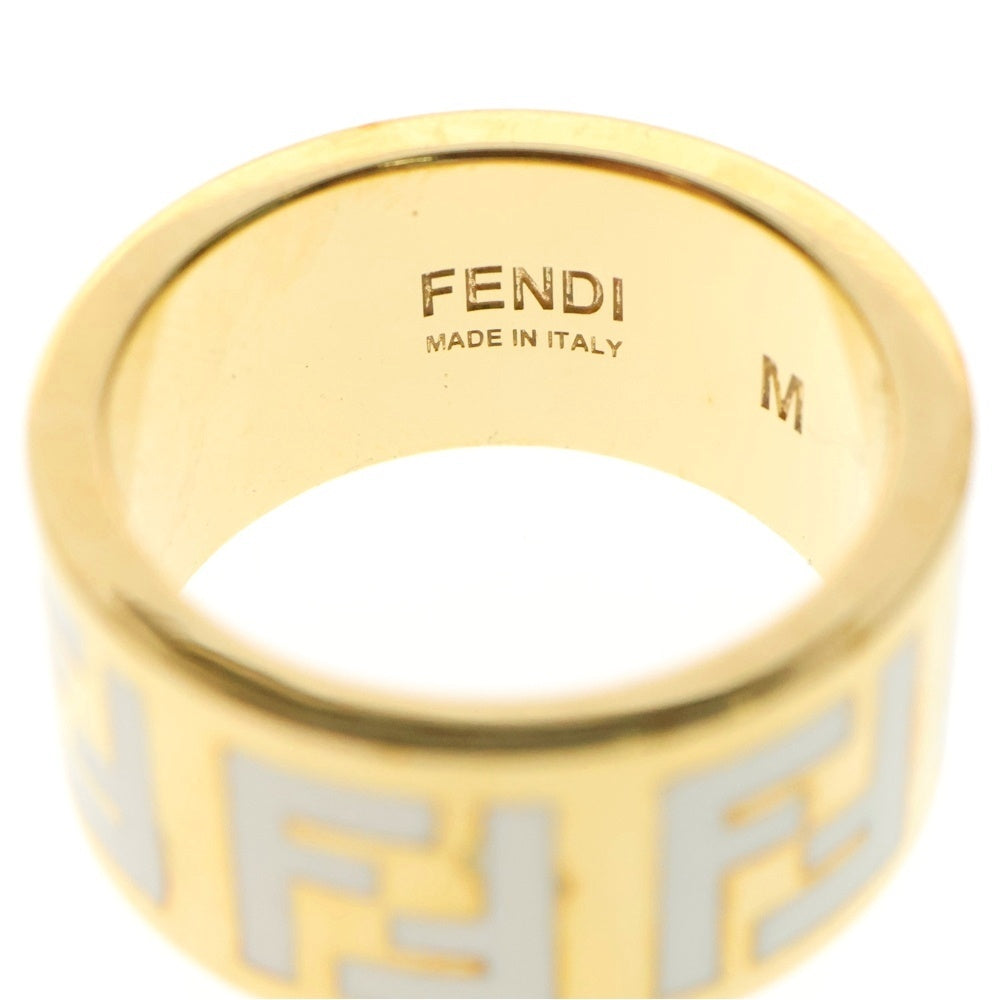 FENDI(フェンディ) ズッカ柄 リング 指輪 ゴールド×ホワイト GP サイズM