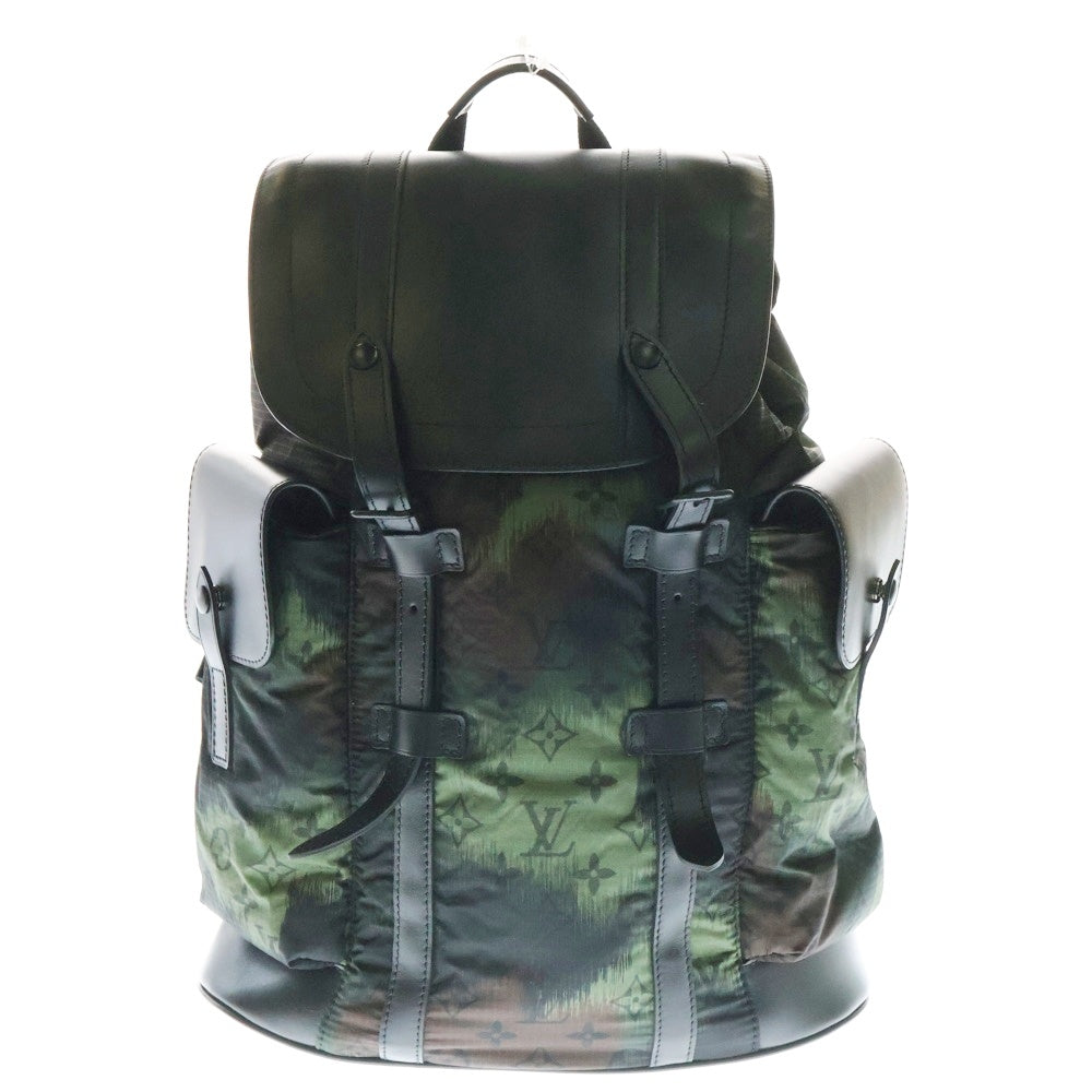 LOUIS VUITTON(ルイヴィトン) モノグラム クリストファーPM ナイロンカモフラージュ レザー切替リュックサック バックパック ブラック×カーキ M56411