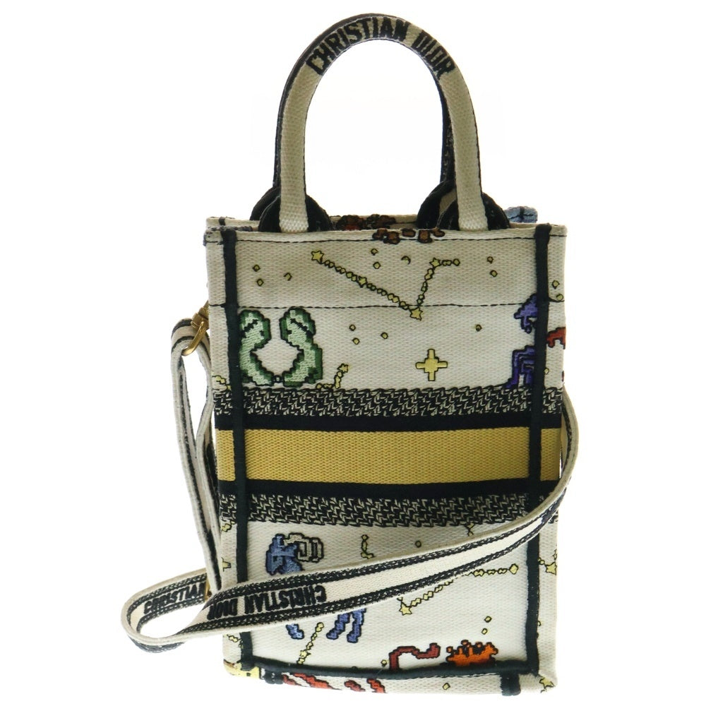 Christian Dior(クリスチャンディオール) バーティカル ブックトート 星座 キャンバス 2wayバッグ フォンバッグ フォンショルダー ショルダーバッグ ゴールド金具